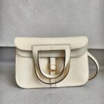 Hermes Hazlan 25 Nata Light Cream Taurillon Clemence Leather with Gold Plated Hardware #ROSE-2 - Image 3