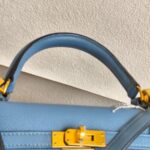 Hermes Kelly Sellier 25cm Blue Epsom Leather with Gold Plated Hardware Bag #ROSE-1 - Image 20