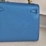 Hermes Kelly Sellier 25cm Blue Epsom Leather with Gold Plated Hardware Bag #ROSE-1 - Image 6
