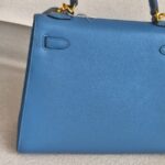 Hermes Kelly Sellier 25cm Blue Epsom Leather with Gold Plated Hardware Bag #ROSE-1 - Image 5