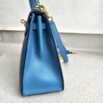 Hermes Kelly Sellier 25cm Blue Epsom Leather with Gold Plated Hardware Bag #ROSE-1 - Image 7