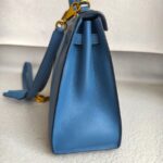 Hermes Kelly Sellier 25cm Blue Epsom Leather with Gold Plated Hardware Bag #ROSE-1 - Image 8
