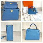Hermes Kelly Sellier 25cm Blue Epsom Leather with Gold Plated Hardware Bag #ROSE-1 - Image 2