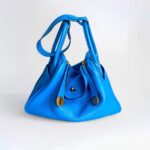 Hermes Lindy 30CM Blue Clemence Leather with Palladium-plated Hardware #ROOR-1