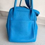 Hermes Lindy 30CM Blue Clemence Leather with Palladium-plated Hardware #ROOR-1 - Image 10