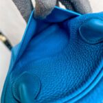 Hermes Lindy 30CM Blue Clemence Leather with Palladium-plated Hardware #ROOR-1 - Image 24