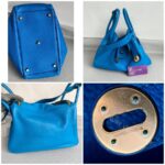 Hermes Lindy 30CM Blue Clemence Leather with Palladium-plated Hardware #ROOR-1 - Image 2