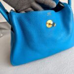 Hermes Lindy 30CM Blue Clemence Leather with Palladium-plated Hardware #ROOR-1 - Image 5