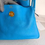 Hermes Lindy 30CM Blue Clemence Leather with Palladium-plated Hardware #ROOR-1 - Image 6