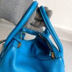 Hermes Lindy 30CM Blue Clemence Leather with Palladium-plated Hardware #ROOR-1 - Image 18