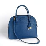 Hermes Vintage Bolide 31cm Blue Ardennes Leather with Gold-plated Hardware #ROOR-2