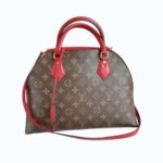 LV Alma B'N'B Brown Monogram Coated Canvas with Red Leather and Gold Hardware #RREE-1