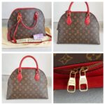 LV Alma B'N'B Brown Monogram Coated Canvas with Red Leather and Gold Hardware #RREE-1 - Image 2
