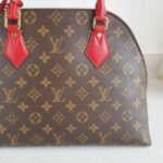 LV Alma B'N'B Brown Monogram Coated Canvas with Red Leather and Gold Hardware #RREE-1 - Image 4