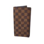 LV Bi-fold Long Wallet Damier Ebene Coated Canvas with Leather and Gold Hardware #ROOY-2
