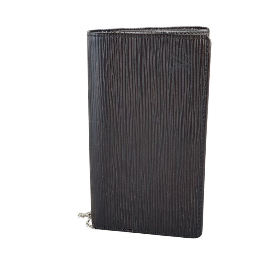 LV M63972 Portefeuille Tresor Wallet Black Epi Leather with Silver Hardware #ROOY-3
