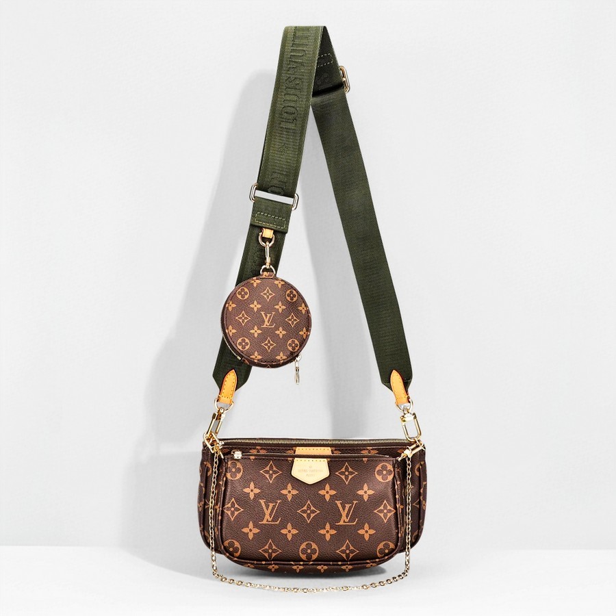 LV Multi Pochette Accessoires Brown Monogram Coated Canvas with Leather and Gold Hardware #RTRU-2