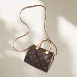 LV Nano Speedy M61252 Brown Monogram Coated Canvas with Leather and Gold Hardware #ROTT-1