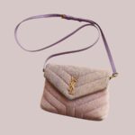 YSL Lou Lou Mini Bag Purple/pink Canvas with Leather and Gold Hardware #ROST-2