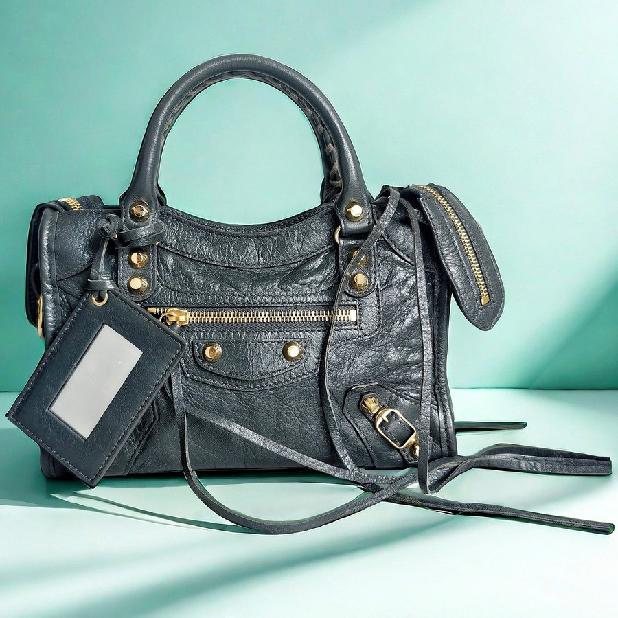 Balenciaga City Mini Grey Lambskin with Gold Hardware #RRUT-1