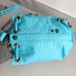 Balenciaga La Cagole XS Bucket bag Blue Croc Embossed Leather with Silver Hardware #RORT-12 - Image 6
