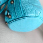 Balenciaga La Cagole XS Bucket bag Blue Croc Embossed Leather with Silver Hardware #RORT-12 - Image 9