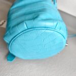 Balenciaga La Cagole XS Bucket bag Blue Croc Embossed Leather with Silver Hardware #RORT-12 - Image 10