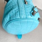 Balenciaga La Cagole XS Bucket bag Blue Croc Embossed Leather with Silver Hardware #RORT-12 - Image 11