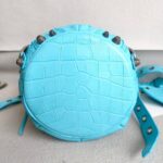 Balenciaga La Cagole XS Bucket bag Blue Croc Embossed Leather with Silver Hardware #RORT-12 - Image 8
