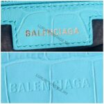 Balenciaga La Cagole XS Bucket bag Blue Croc Embossed Leather with Silver Hardware #RORT-12 - Image 14