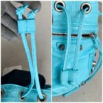 Balenciaga La Cagole XS Bucket bag Blue Croc Embossed Leather with Silver Hardware #RORT-12 - Image 16