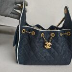 Chanel 25 Small AS5293 Black Raffia/ Calfskin and Gold Hardware #RORT-7 - Image 3