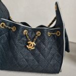 Chanel 25 Small AS5293 Black Raffia/ Calfskin and Gold Hardware #RORT-7 - Image 4