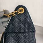 Chanel 25 Small AS5293 Black Raffia/ Calfskin and Gold Hardware #RORT-7 - Image 10