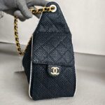 Chanel 25 Small AS5293 Black Raffia/ Calfskin and Gold Hardware #RORT-7 - Image 7