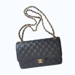 Chanel Classic Jumbo Double Flap Bag Black Grained Calfskin with Gold Hardware #RORK-3