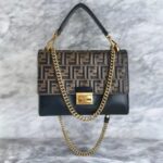 Fendi Kan I 3Way-Bag Black/Brown Leather with Gold Hardware #RRUO-5
