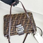 Fendi Vintage Shoulder Bag Brown Canvas with Leather and Silver Hardware #ROEC-1 - Image 13