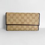 Gucci Wallet Brown Canvas with Leather and Gold Hardware #RREY-2