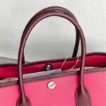 Hermes Garden Party 30 cm Maroon/Red Canvas with Leather and Palladium Hardware #RRYU-1 - Image 17