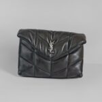 Saint Laurent Pouch Puff Black Lambskin with Silver Hardware #RRYL-6