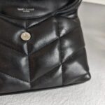 Saint Laurent Pouch Puff Black Lambskin with Silver Hardware #RRYL-6 - Image 19