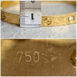 Cartier Love Bangle 18k Yellow Gold with 4 Diamonds Size 17 #RTSK-3 - Image 7