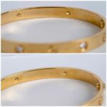 Cartier Love Bangle 18k Yellow Gold with 4 Diamonds Size 17 #RTSK-3 - Image 5