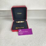 Cartier Love Bangle 18k Yellow Gold with 4 Diamonds Size 17 #RTSK-3 - Image 2