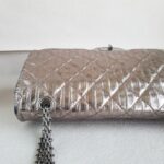 Chanel 2.55 Maxi Double Flap Metallic Bronze Striped Quilted Aged Calfskin with Ruthenium Hardware #ROYY-1 - Image 9
