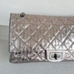 Chanel 2.55 Maxi Double Flap Metallic Bronze Striped Quilted Aged Calfskin with Ruthenium Hardware #ROYY-1 - Image 3