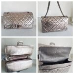 Chanel 2.55 Maxi Double Flap Metallic Bronze Striped Quilted Aged Calfskin with Ruthenium Hardware #ROYY-1 - Image 2