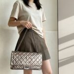 Chanel 2.55 Maxi Double Flap Metallic Bronze Striped Quilted Aged Calfskin with Ruthenium Hardware #ROYY-1 - Image 38