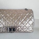 Chanel 2.55 Maxi Double Flap Metallic Bronze Striped Quilted Aged Calfskin with Ruthenium Hardware #ROYY-1 - Image 4
